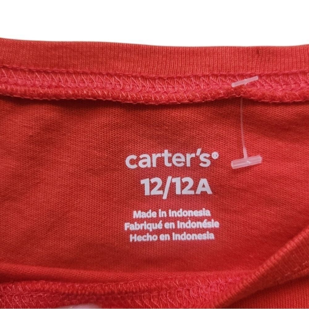 Carter's Kids Girls Orange Eyelet Puff Short Sleeve Crop Top Soft Cotton Size 12 - Picture 7 of 12